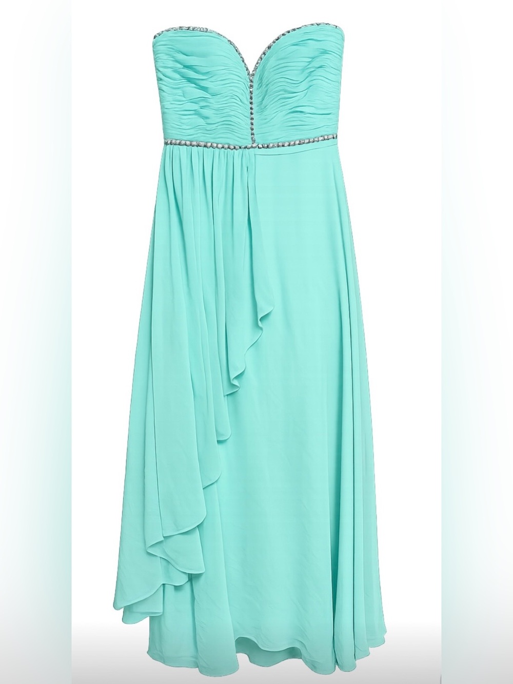 Aqua Chiffon Draped Dress